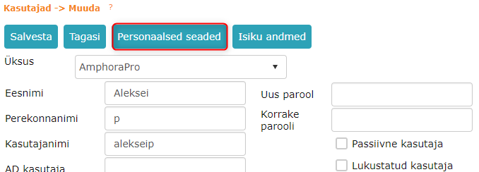 !Personaalsed seaded
