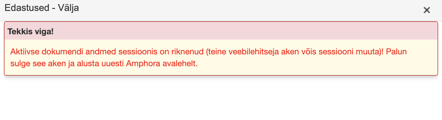 !Kontroll edastuse akna avamisel