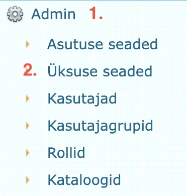 !Üksuse seadete avamine