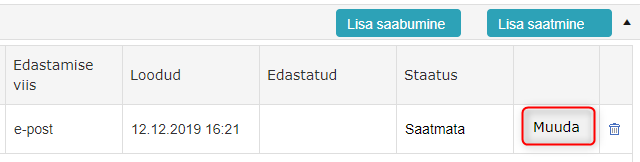 !Edastuse muutmine