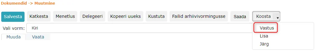 !Vastuse koostamine