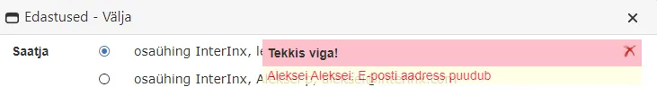 E-posti aadress puudub