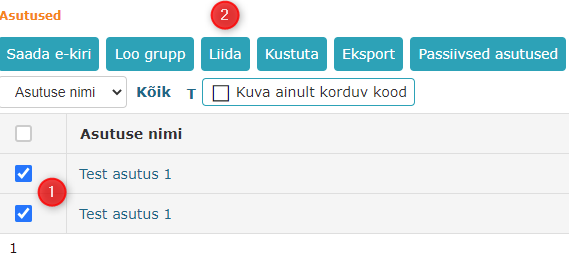 !Asutuse liitmine