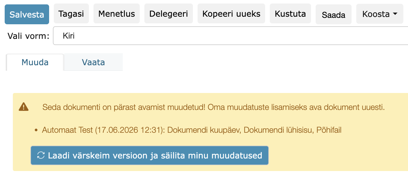 !Dokumendi muutmise konflikti lahendamine