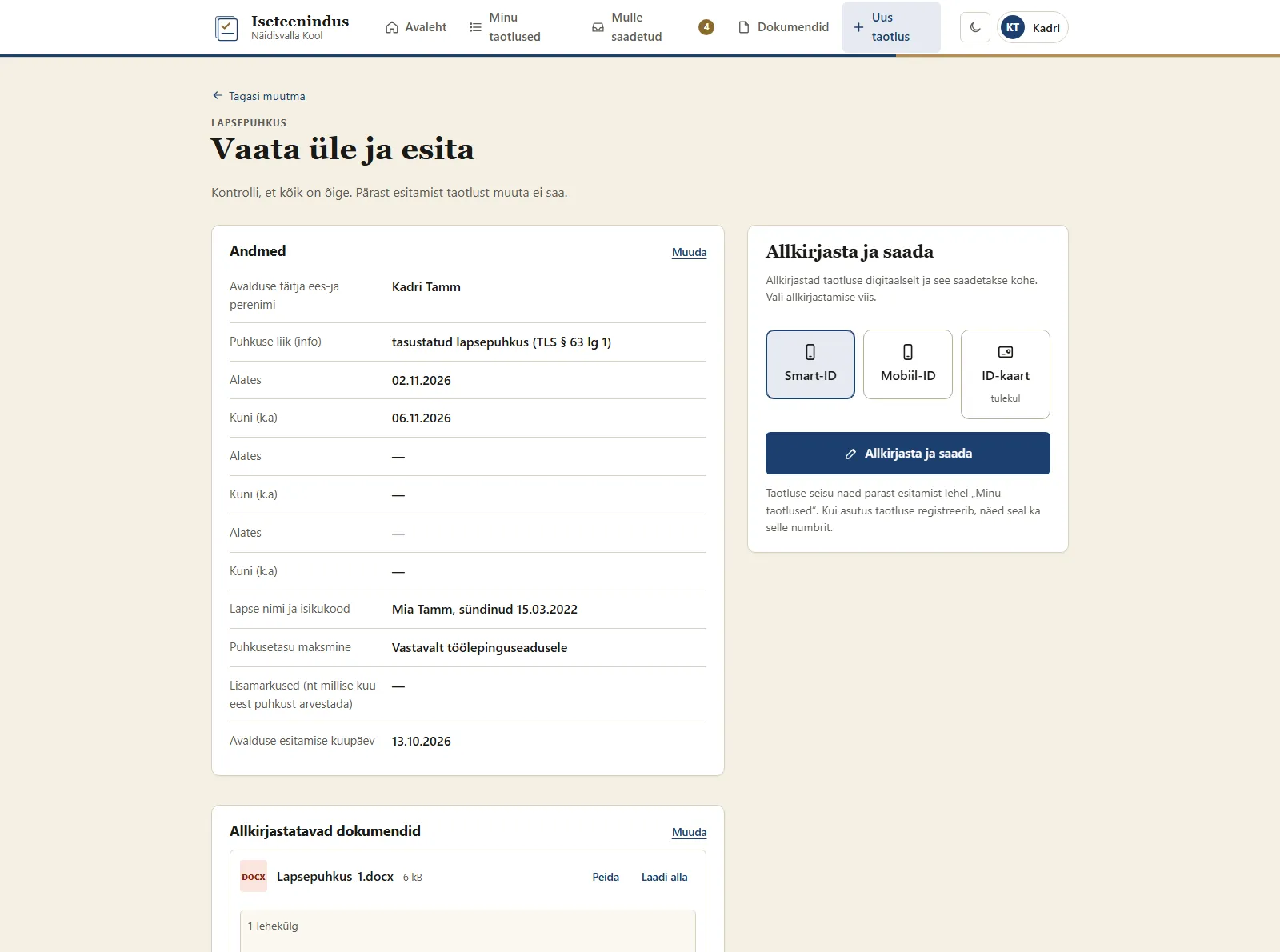 !Allkirjastatud esitamine