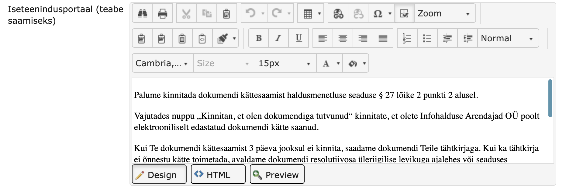 Üksuse seadistus