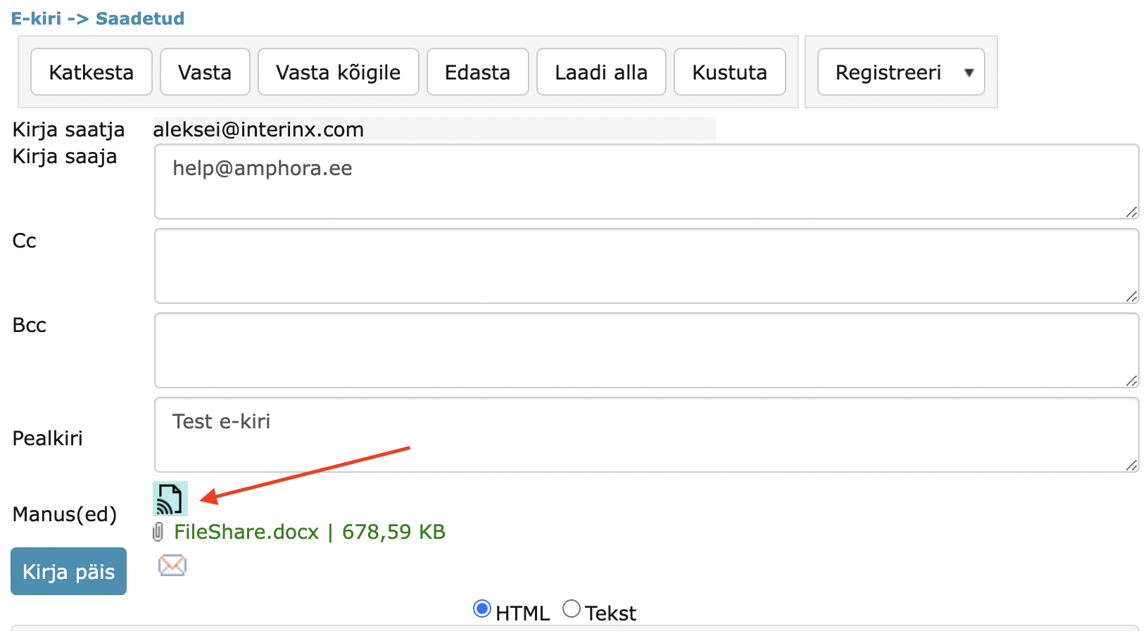 ![Saadetud e-kirja vaade]