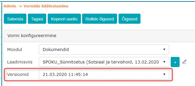 !Versioonide rippmenüü
