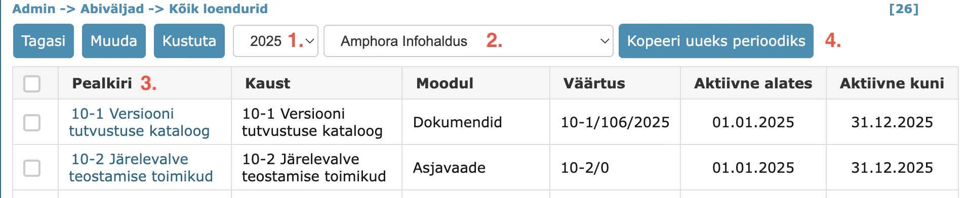 !Kõik loendurid tegevused